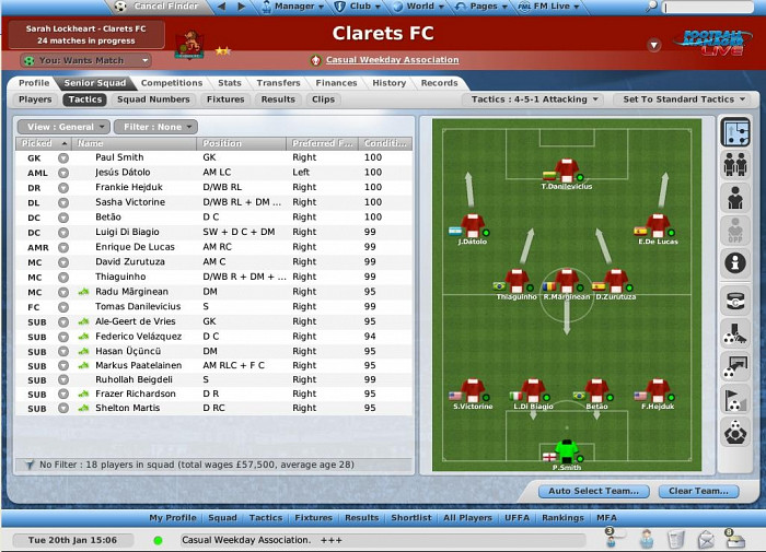 Скриншот из игры Football Manager Live
