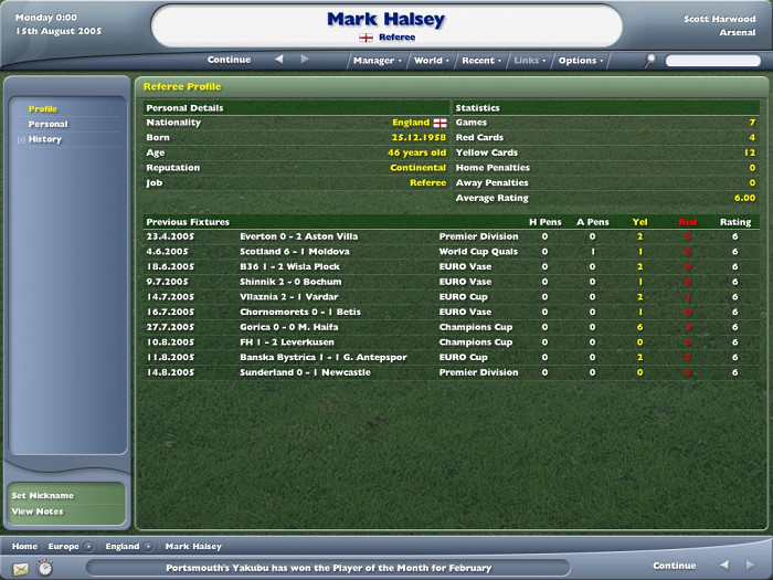 Скриншот из игры Football Manager 2006