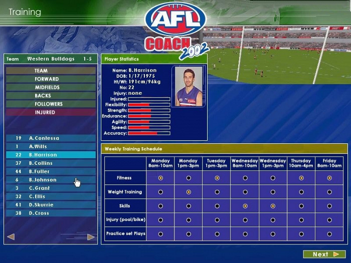 Скриншот из игры Kevin Sheedy's AFL Coach 2002