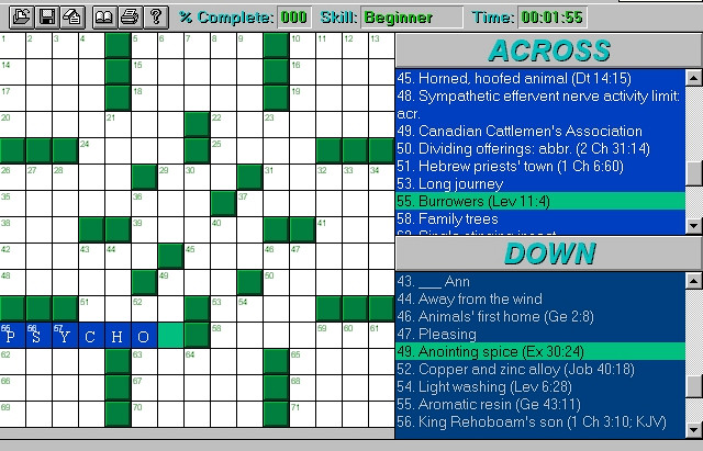 Скриншот из игры Logos Bible Crosswords