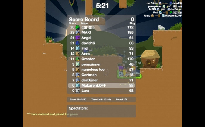 Скриншот из игры Teeworlds
