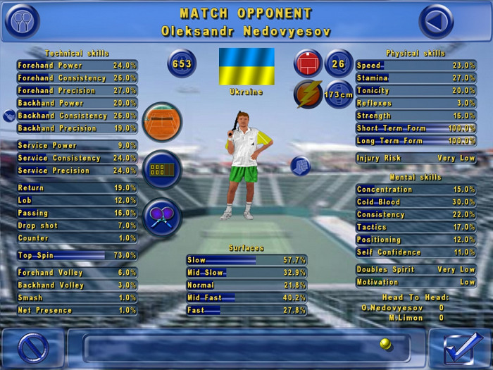 Скриншот из игры Tennis Elbow Manager
