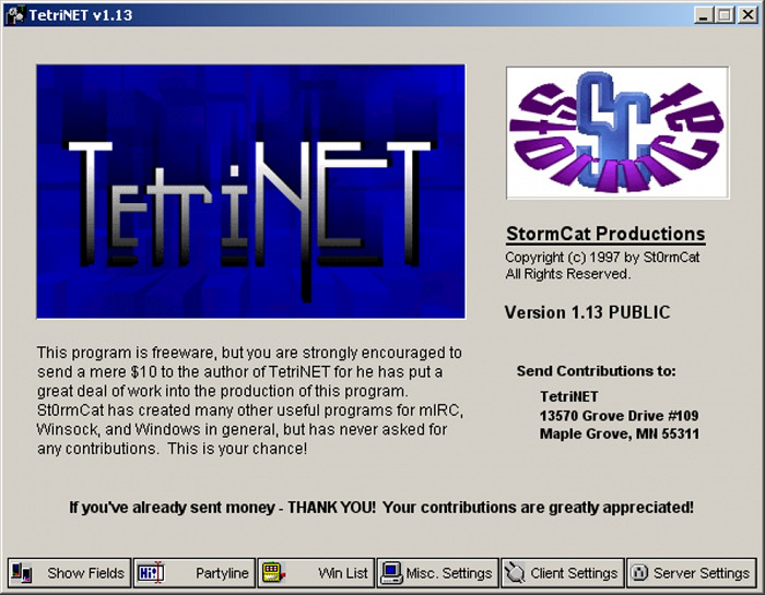 Скриншот из игры TetriNET