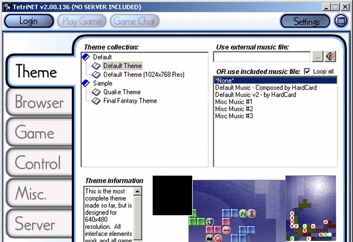 Скриншот из игры TetriNET