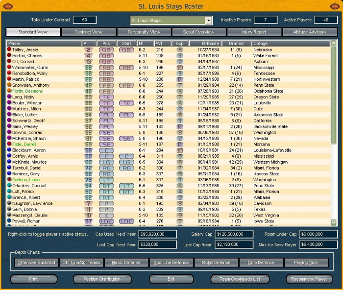Скриншот из игры Front Office Football 2007