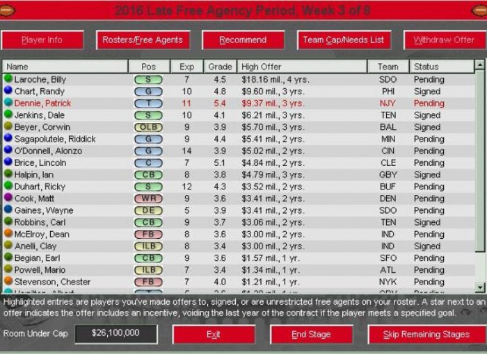 Скриншот из игры Front Office Football 2004