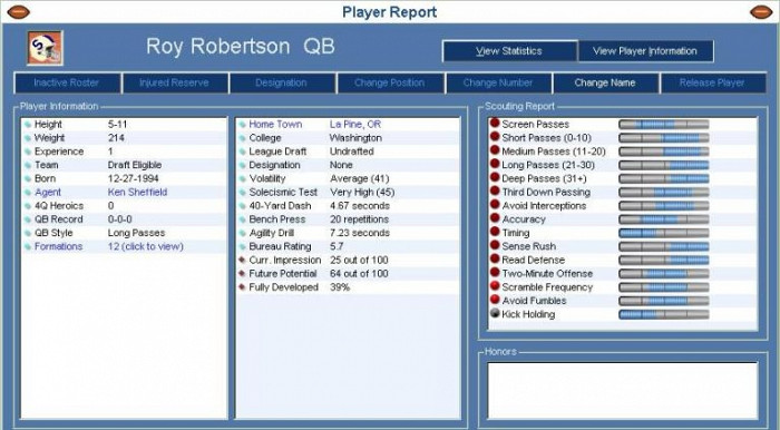 Скриншот из игры Front Office Football 2004