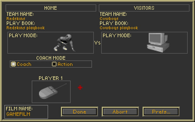 Скриншот из игры Ultimate NFL Coaches Club Football '95