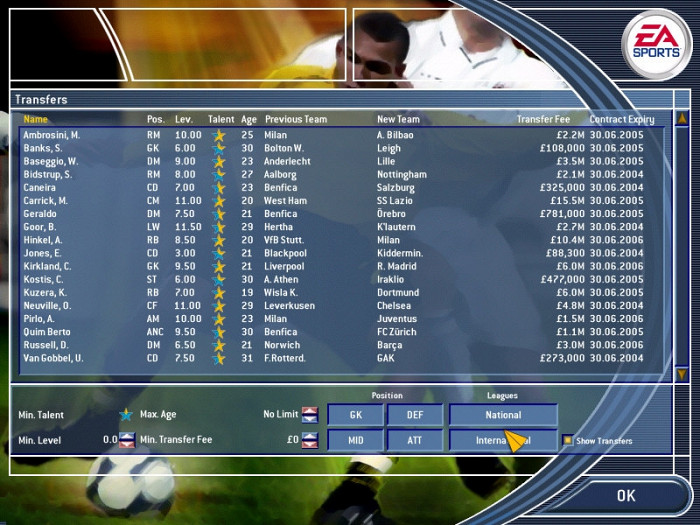 Скриншот из игры Total Club Manager 2003