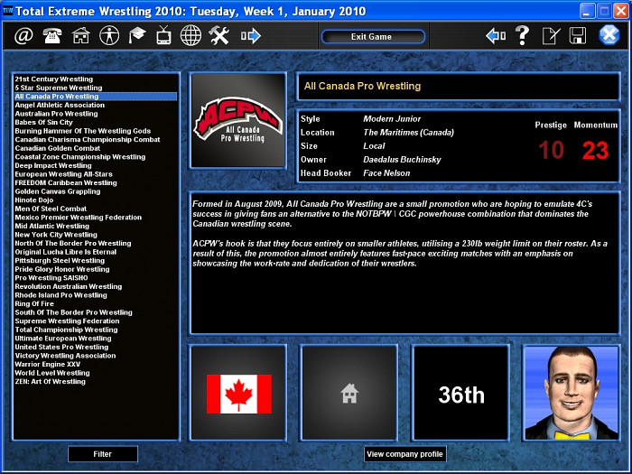 Скриншот из игры Total Extreme Wrestling 2010