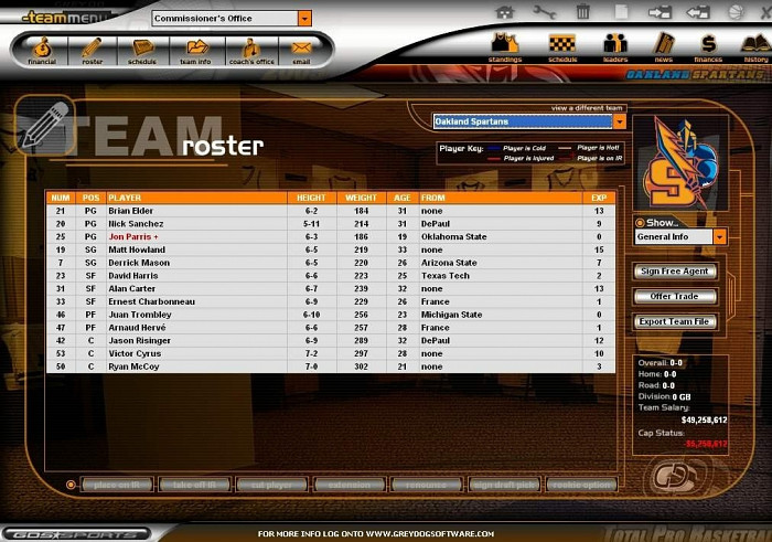 Скриншот из игры Total Pro Basketball 2005