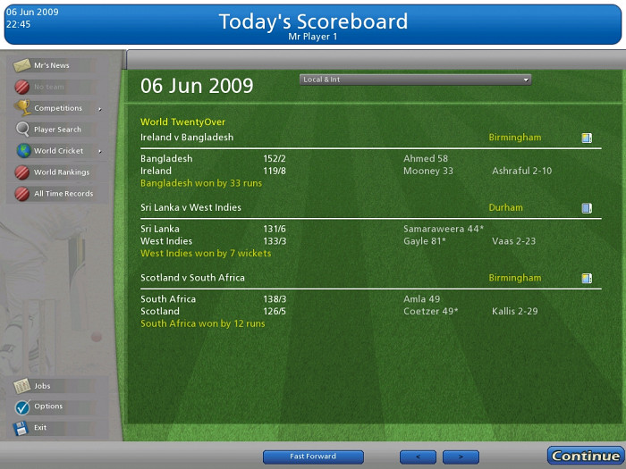Скриншот из игры Cricket Coach 2009