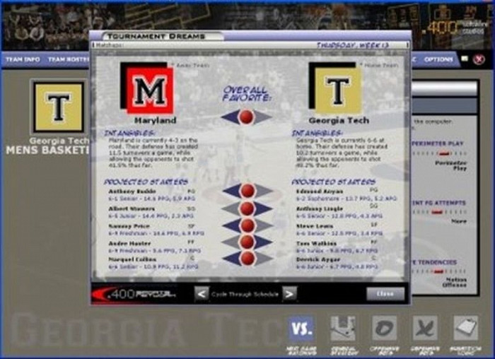 Скриншот из игры Tournament Dreams College Basketball